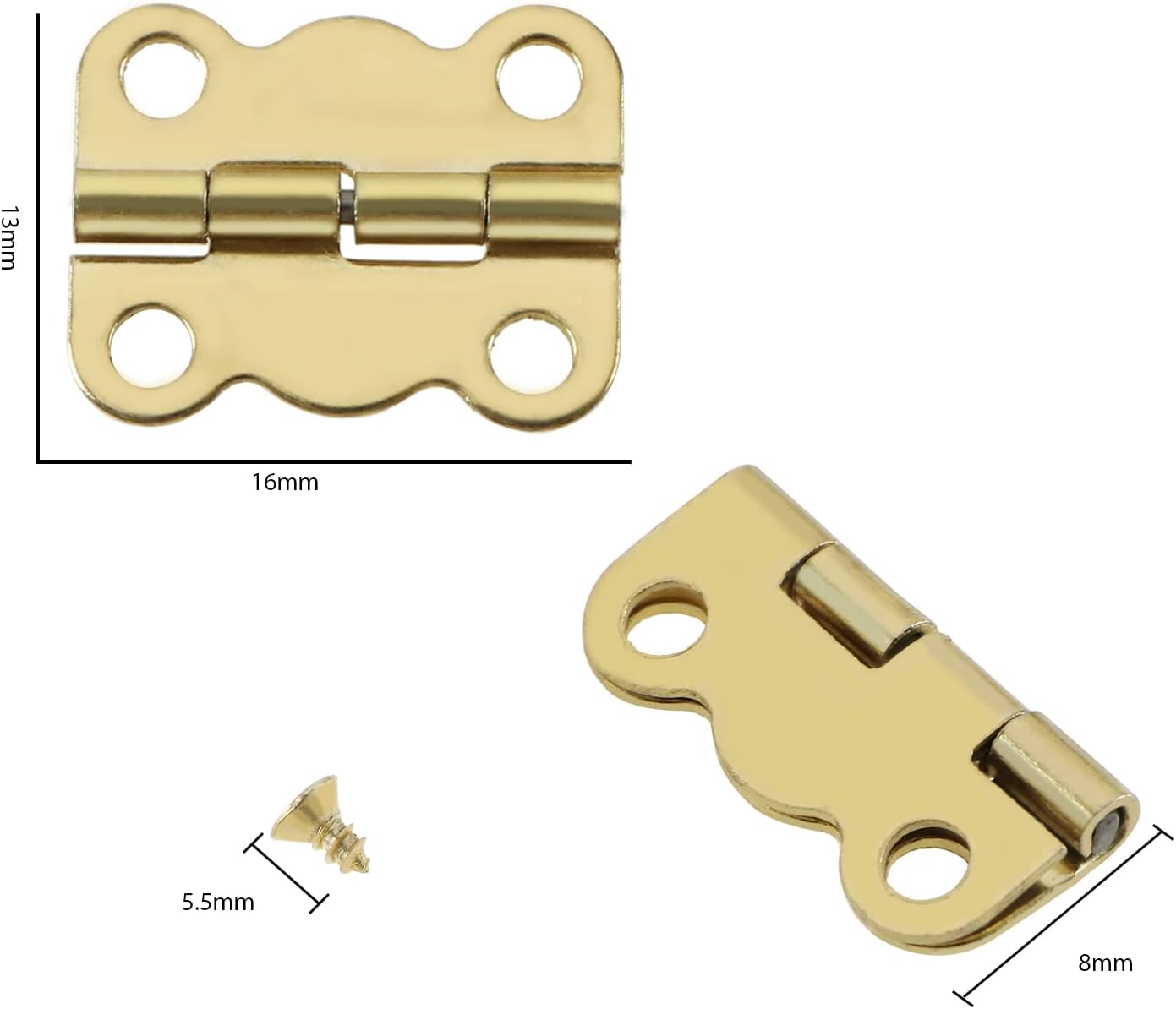 Ecsing 50Pcs Vintage Butterfly Hinge Retro with 200Pcs Screws - Replacement Furniture Cabinet Drawer Door Hinges for Wooden Jewelry Box 16X13Mm Gold image number 4