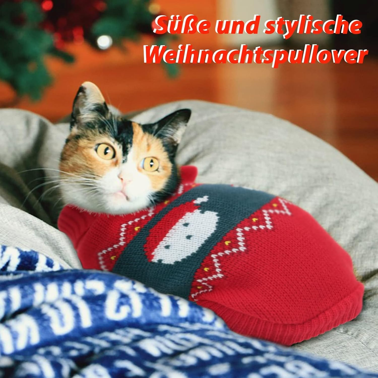 RANYPET Pack of 2 Cat Jumpers Christmas Puppy Knitted Jumper, Christmas Pattern Knitwear Warm Pet Jumper for Kittens and Small Dogs L