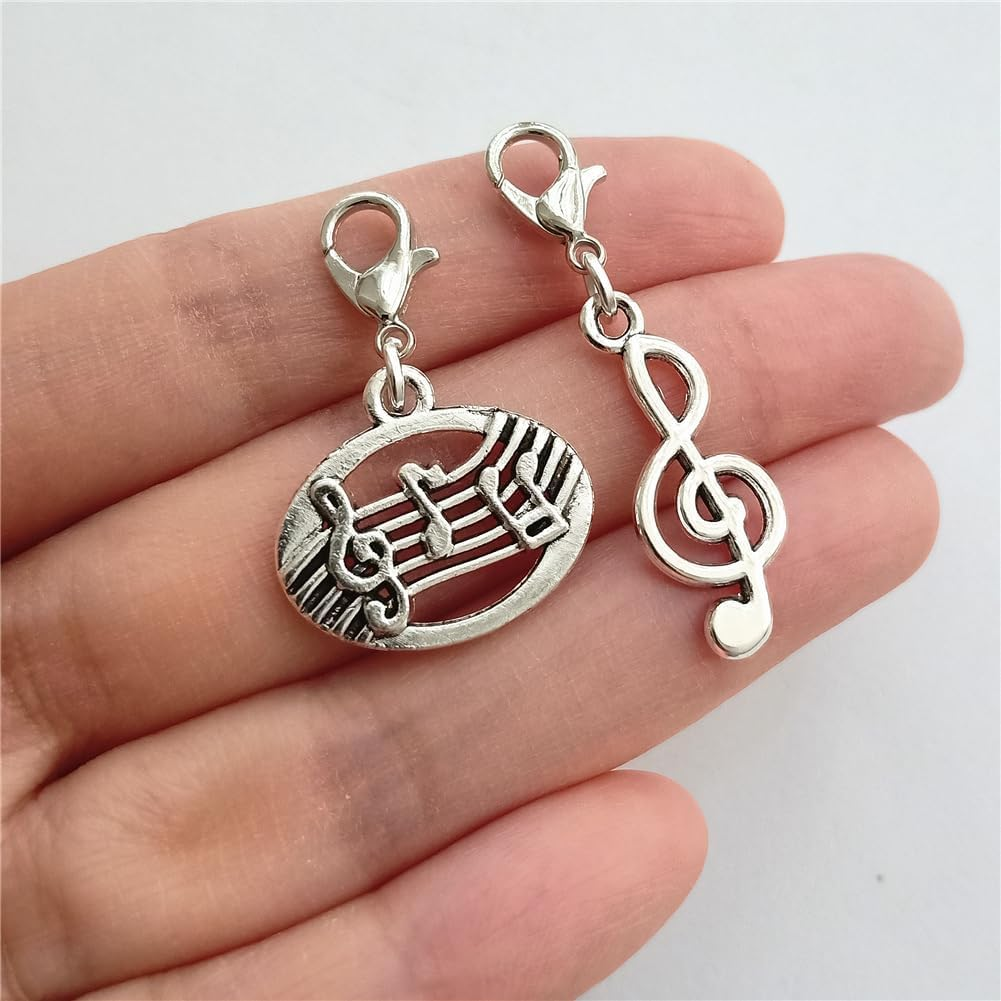 4Pcs Music Notes Clip on Charm for Key Ring Zipper Pull, Music Lover Pendant, Cute Treble Clef Musical Jewelry image number 2