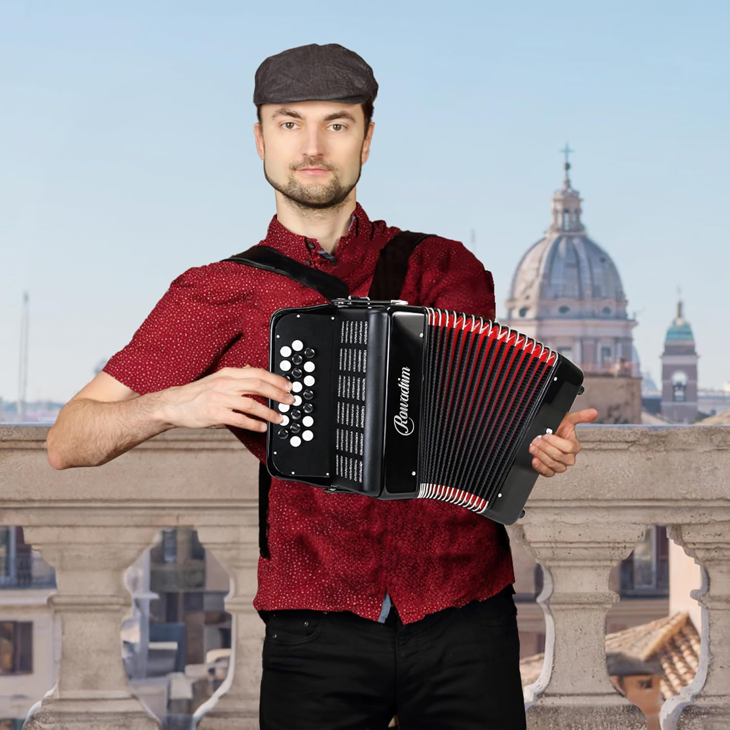 Accordion - 22 Keys 8 Bass, Lightweight Piano Accordion for Beginners, Vibrant Design for Beginners and Adults for Easy Learning (8 Bass, Black) image number 6