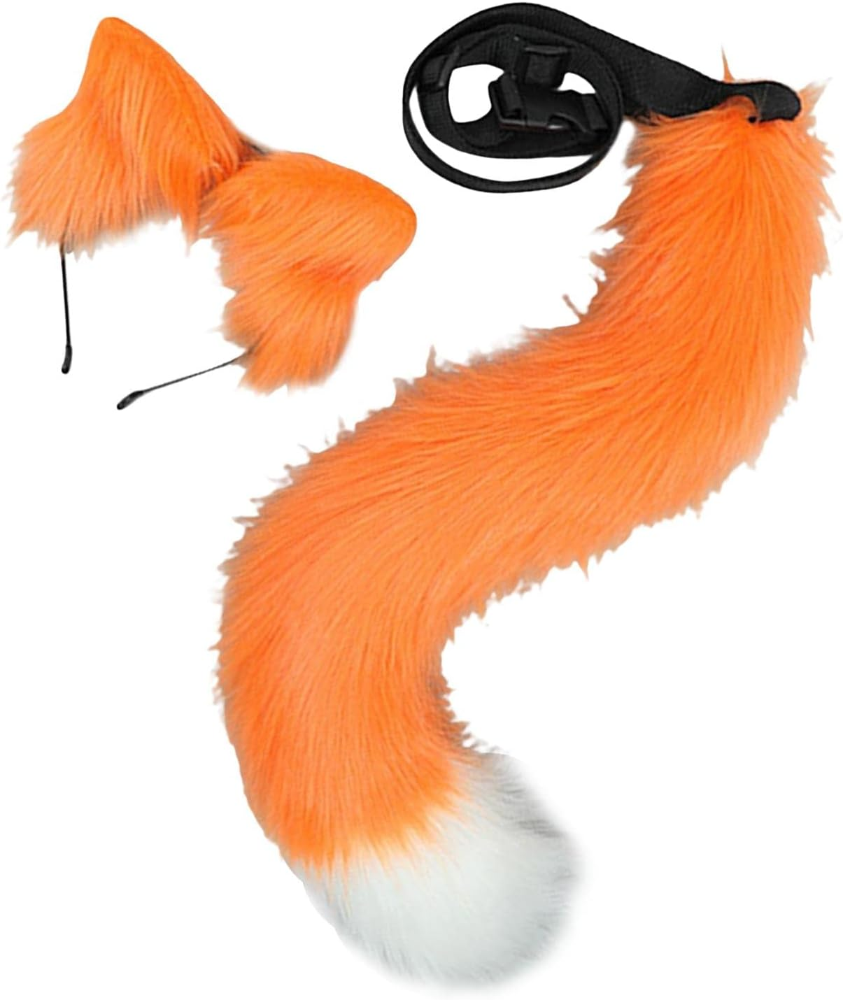 Faux Fur Animal Fox Ears Headband & Tail Costume Kit Hair Hoop for Party Halloween Fancy Dress Cosplay Unisex Kids, Brown