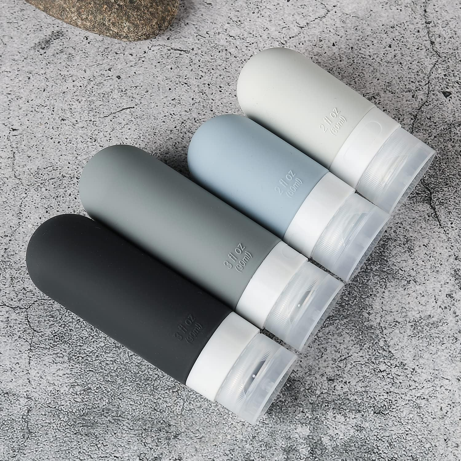 16 Pack Travel Bottles Set - Leak Proof Silicone Squeezable Containers for Toiletries, Conditioner, Shampoo, Lotion & Body Wash Accessories (Black) image number 6