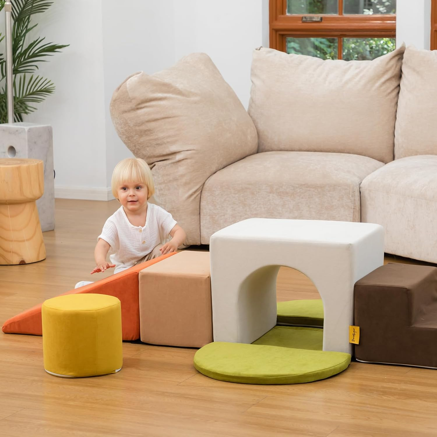 Banasuper Kids Climbing Foam Blocks Playset - 7 Piece Toddler Climbing Toys, Indoor Gross Motor Development Montessori Gross Motor Toy for Babies & Toddlers (Colorful) image number 2