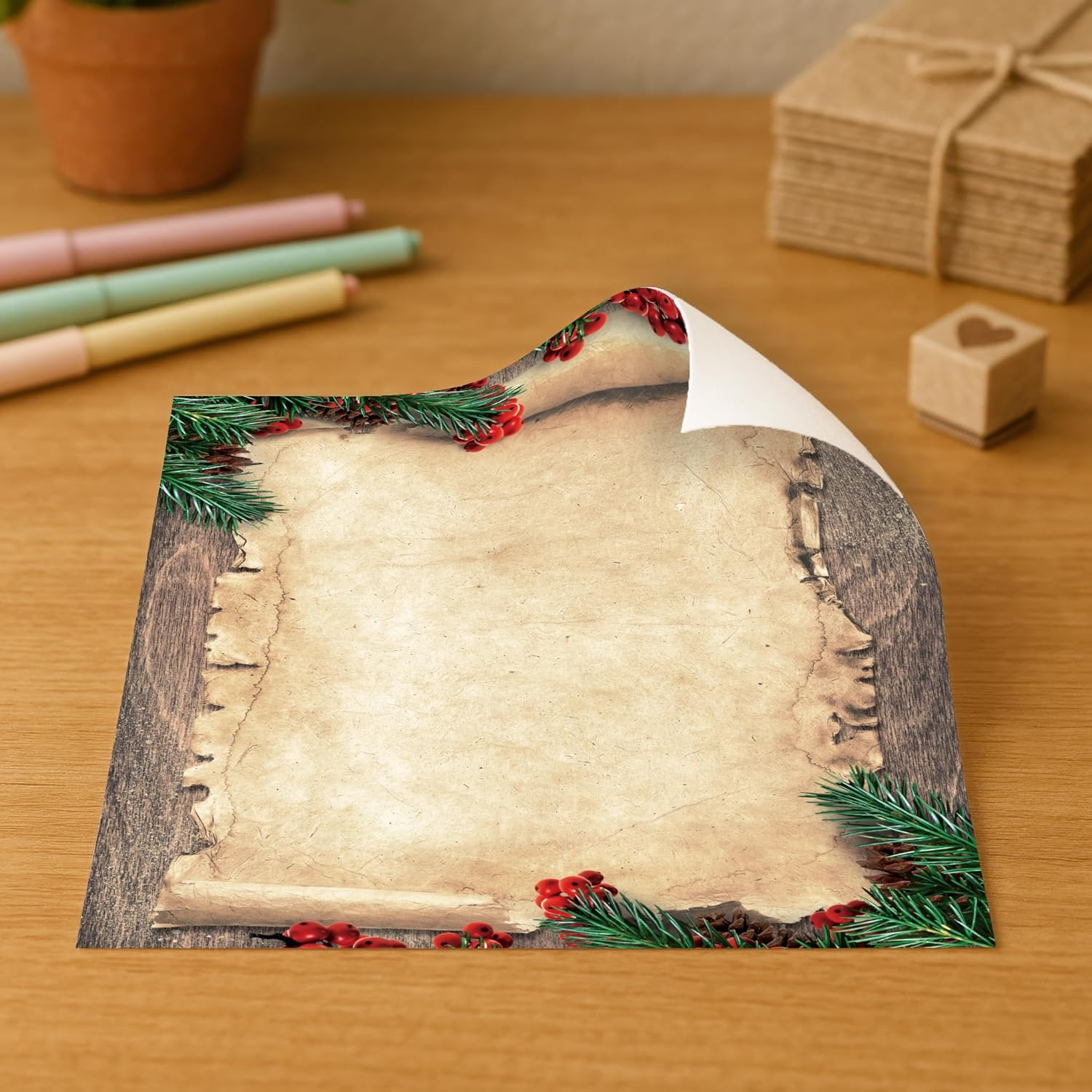 Naughty or Nice Christmas Stationery Paper - 80 Sheets of Holiday Letterhead - 8.5 X 11 Printer Paper for Letters, Invites & Flyers - Printable with Inkjet & Laser Printers image number 4