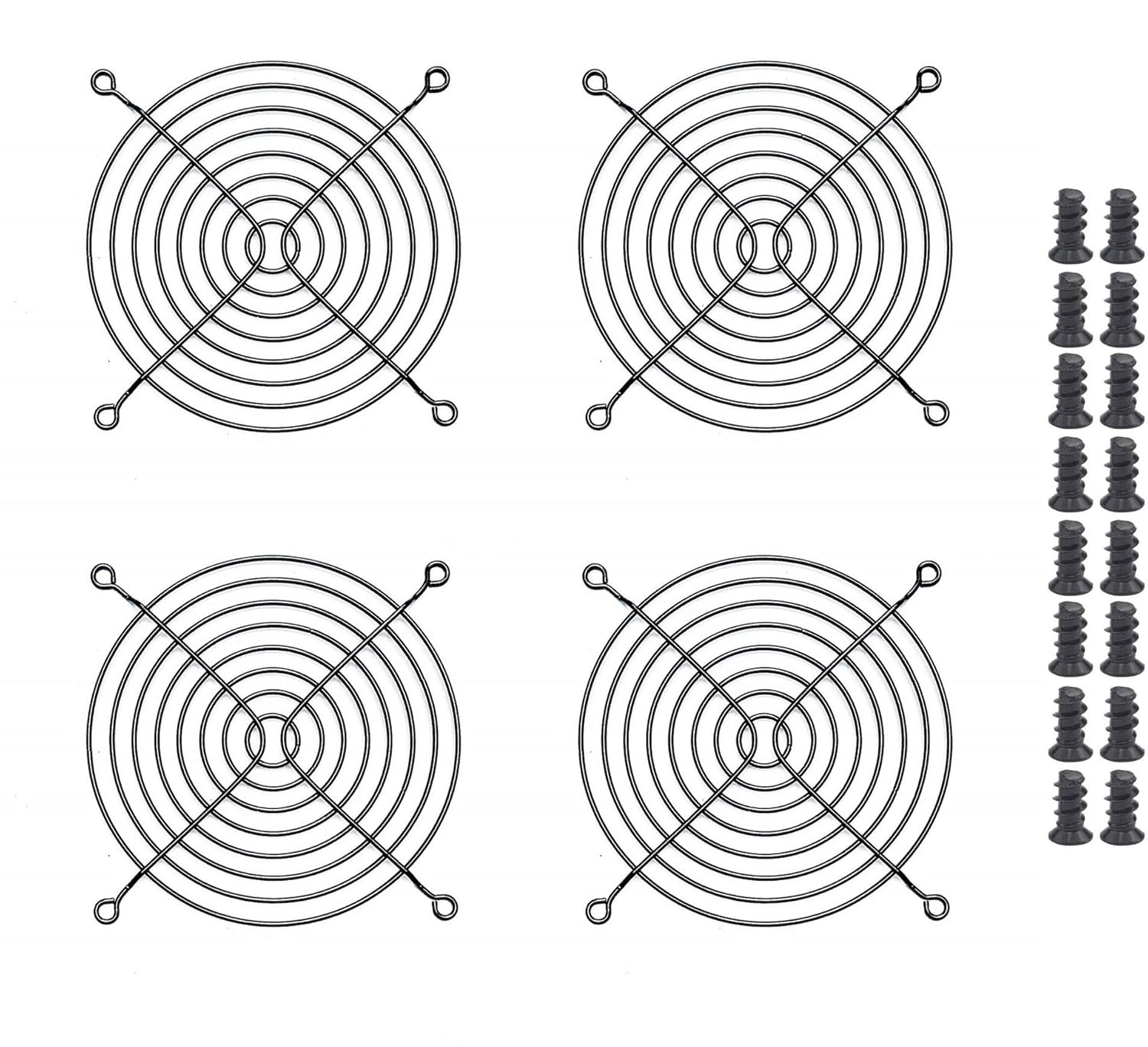 Easycargo 4Pcs 120Mm Fan Grill Guard Black with Screws