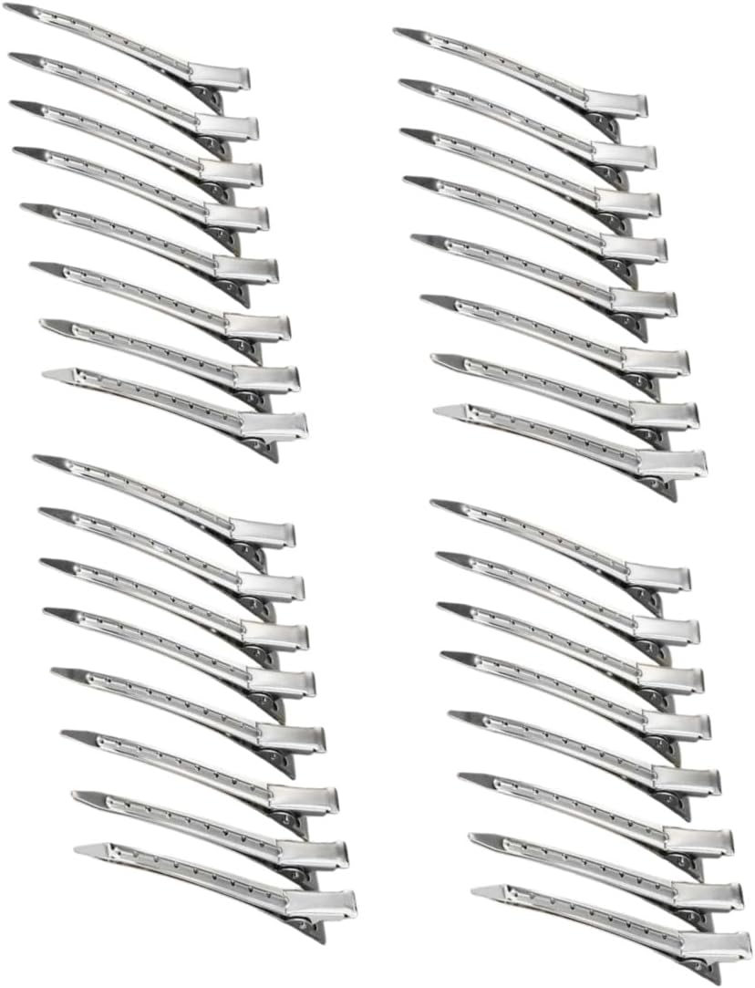 Guoguiming 40 Pcs Metal Duck Billed Hair Clips,For Hair Styling, Cutting, Blow Drying & Makeup - Ideal for Home and Salon Use, Silver（9Cm） image number 4