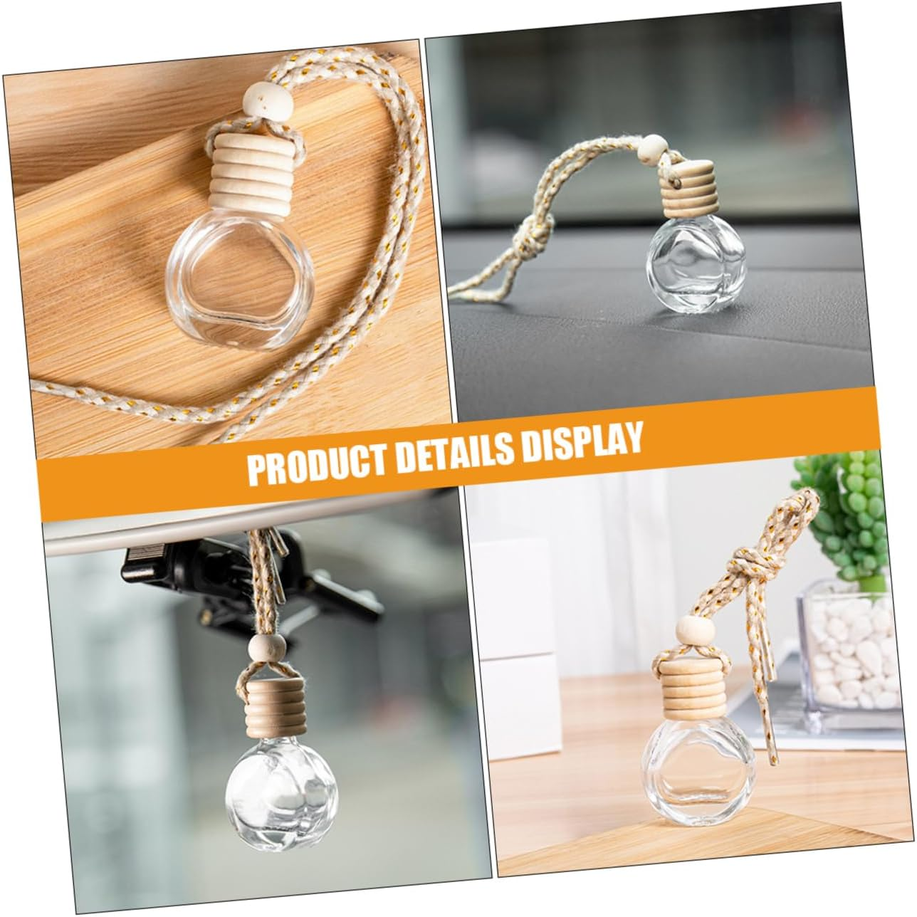Ciieeo 3Sets Car Fragrance Diffusers Perfume Bottles Pendants Car Hanging Accessories Aromatherapy Perfume Diffuser 10Pcs*3 image number 6