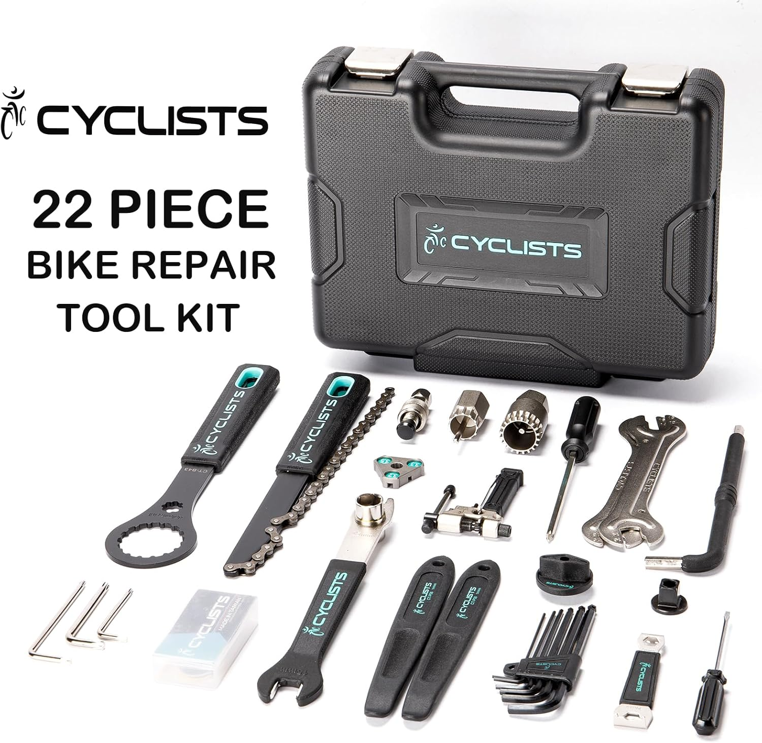 Bike Tool Kit with Storage Case - 22 PCS Bicycle Repair Tool Set Portable Tools Box - Bike Maintenance Tools for Road Bikes and Mountain Bikes
