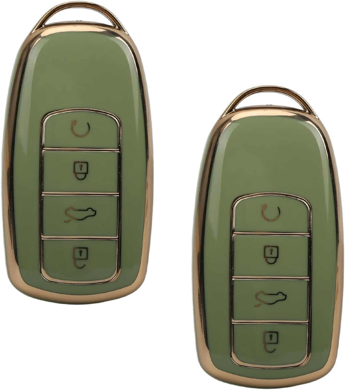 Fiohiros 2 Pcs Car Smart Key Fob Case TPU Car Key Protection Cover Compatible with Chery Omoda 5 Compatible with Tiggo 8 Pro (Green)