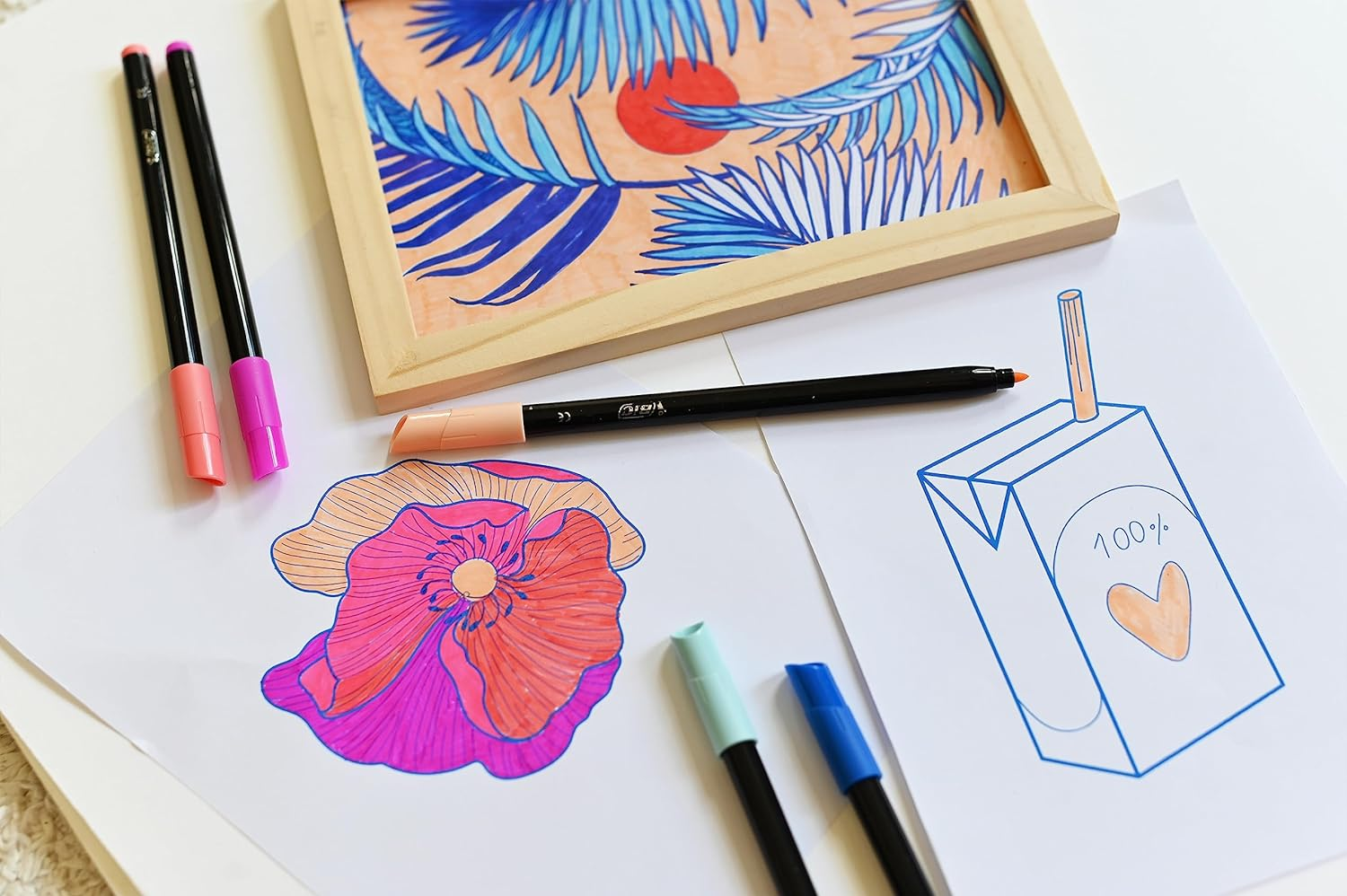 BIC Intensity Felt Tip Pens, Vibrant Colouring Pens, School Supplies for Kids or Adults, 24 Pack image number 1