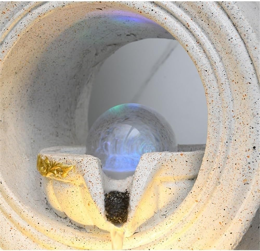 Outdoor Fountain Flowing Water Ornaments Floor-Standing Feng Shui Fountain Decoration Modern Simple Circulating Waterscape(White) image number 1