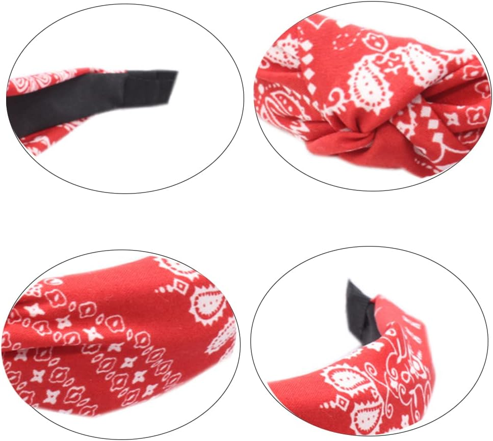 Wide Alice Bands Bow Knot Fabric Hair Bands Knotted Hair Bands Elastic Fabric Hair Scarf 1920S Accessories for Women (Cashew12De) - Pearls12De image number 7