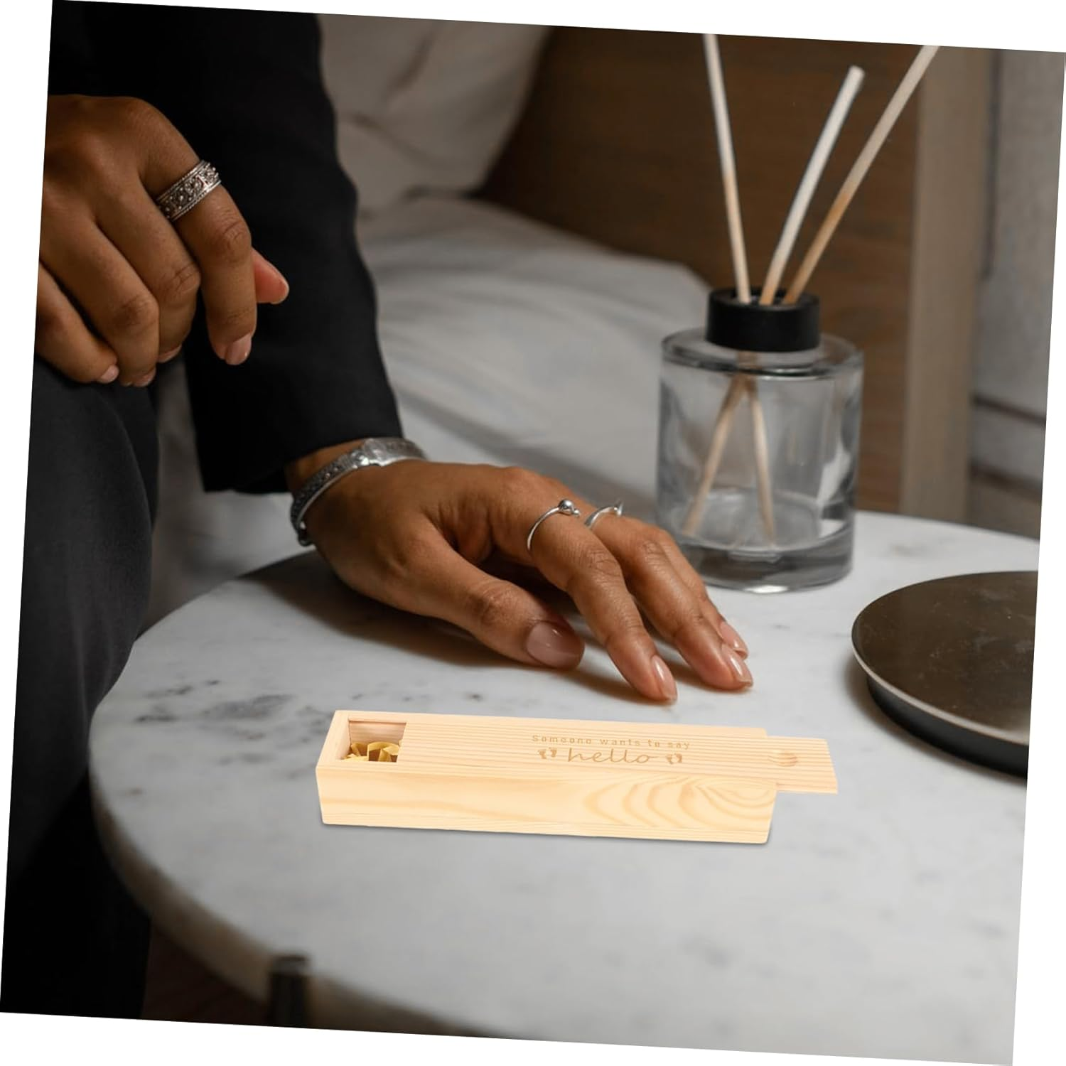 Elegant Wooden Pregnancy Test Box Delicate Announcement Keepsake Container Newborn Box image number 2