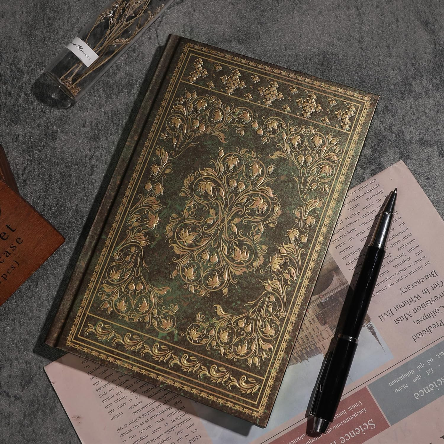 MGGAO Line Notebooks for Women Men, A5 Aesthetic Hardcover Ruled Diary, 100 GSM Journals for Writing for Work, Note Taking, Office School - Flowers 03 image number 3