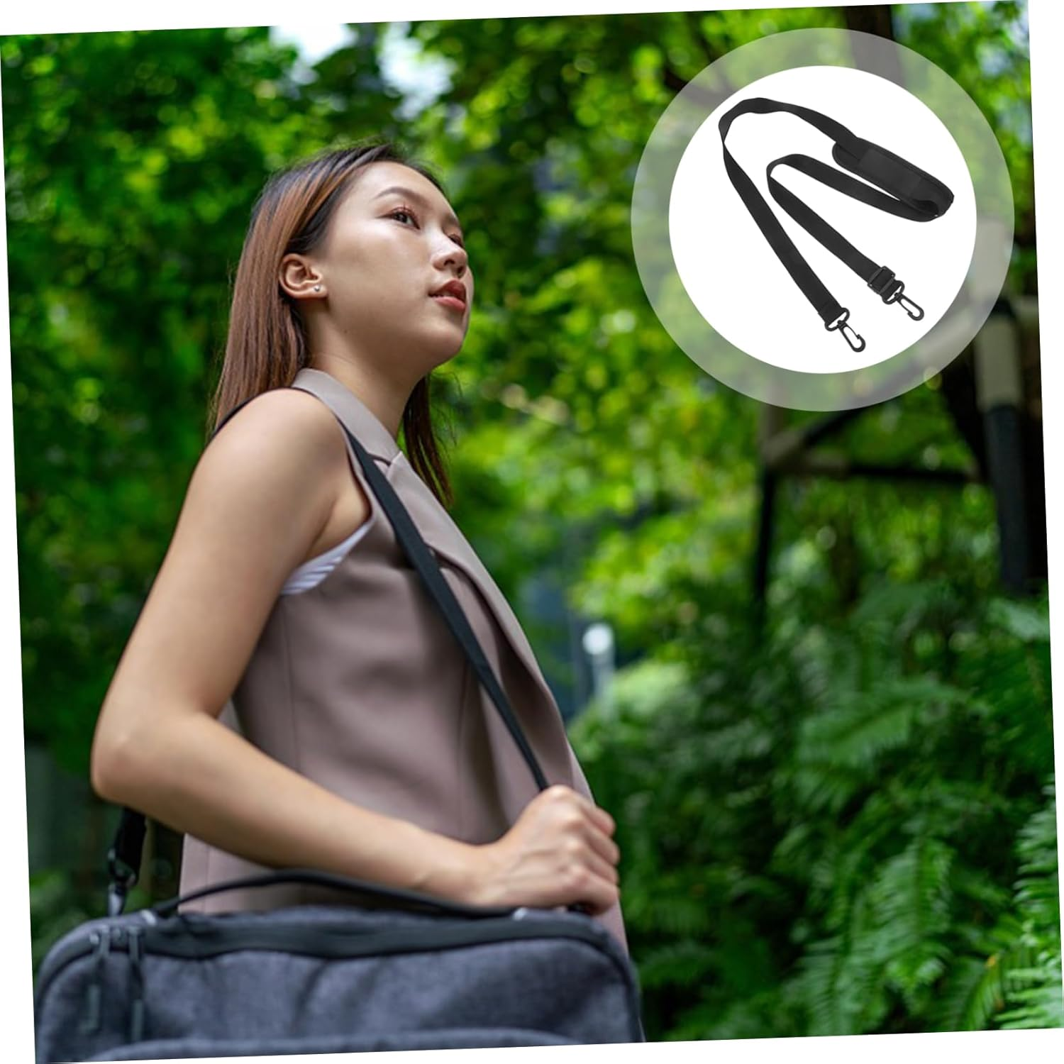 Hoement Adjustable Sturdy Laptop Bag Strap with Hook, Black Nylon and Oxford Cloth Padding, Messenger and Briefcase Belt for Travel and Work image number 4