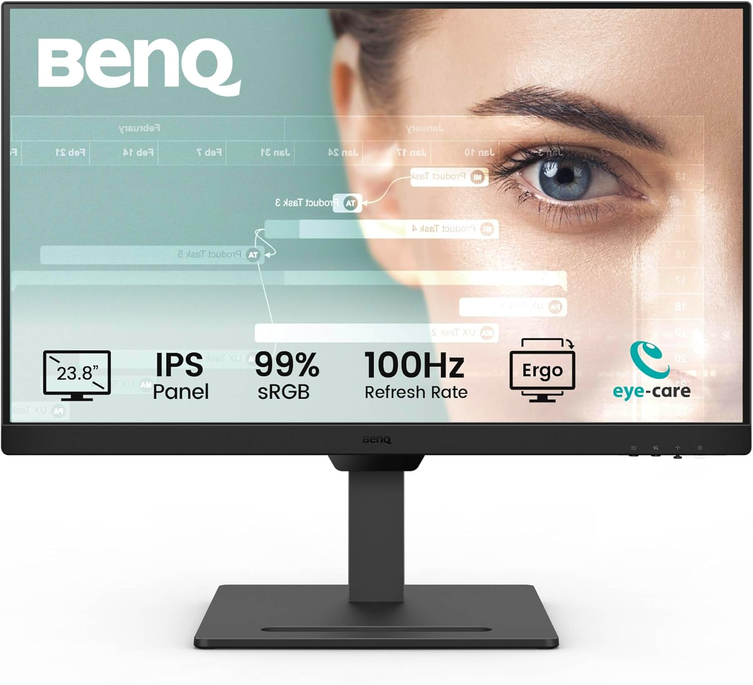 Benq GW2490T 23.8&rdquo; IPS 1080P Home Office Monitor, FHD, 100Hz, Ergo Design, High Refresh Rate, 99% Srgb, VESA Mediasync, B.I, Flicker Free, Low Blue Light, Epaper, Coding Mode, T&Uuml;V Rheinland Certified image number 4