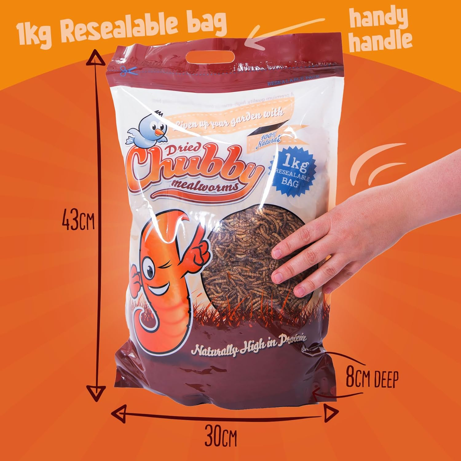 Chubby Mealworms (2 Kg), Dried Mealworms for Wild Birds, Protein Rich Dried Meal Worms High Energy Dried Mealworms for Birds, Reptiles, Gecko image number 2