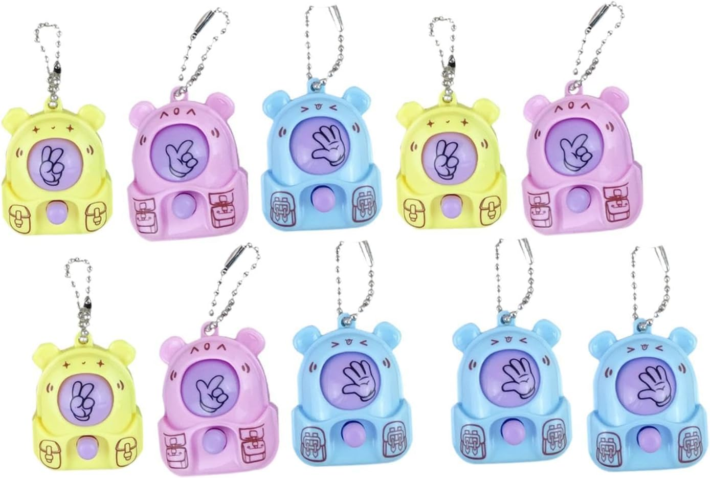Generic 10Pcs Rock Paper Scissors Guessing Game Toys for Kids Gifts Mini Cartoon Toy with Keychain for Children And image number 5