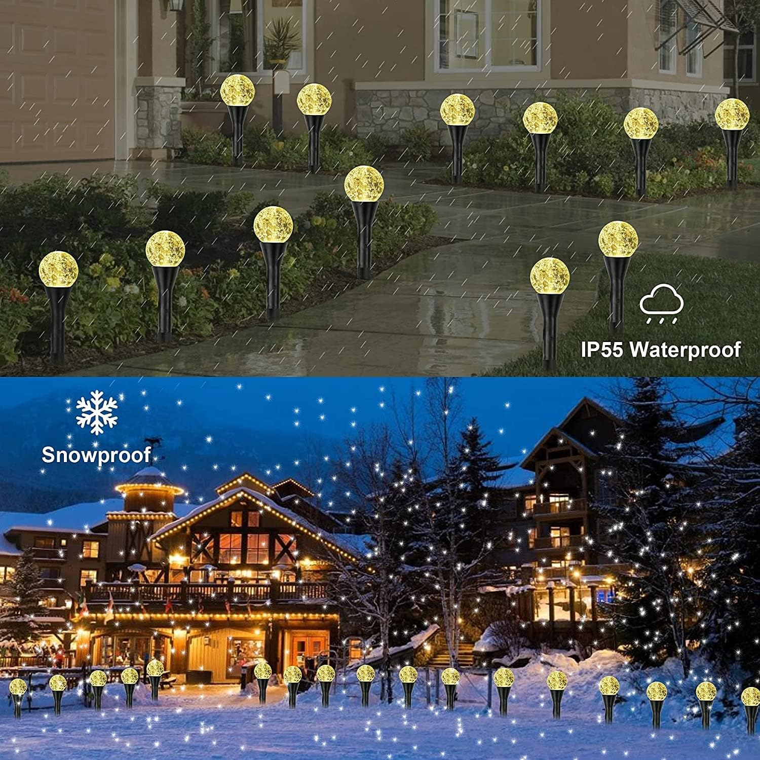 30 Pack Solar Garden Lights Outdoor, Solar Pathway Lights 8 Modes Landscape Lights Solar Powered Bubble Lights for Christmas Yard Patio Pathway Party Decor (Warm White) image number 6