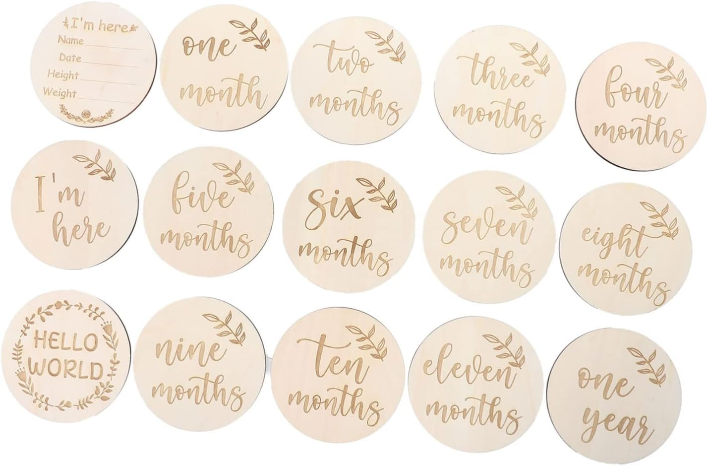 Kisangel Wooden Milestone Cards Newborn Monthly Photo Cards Greeting for Boys and Girls image number 2