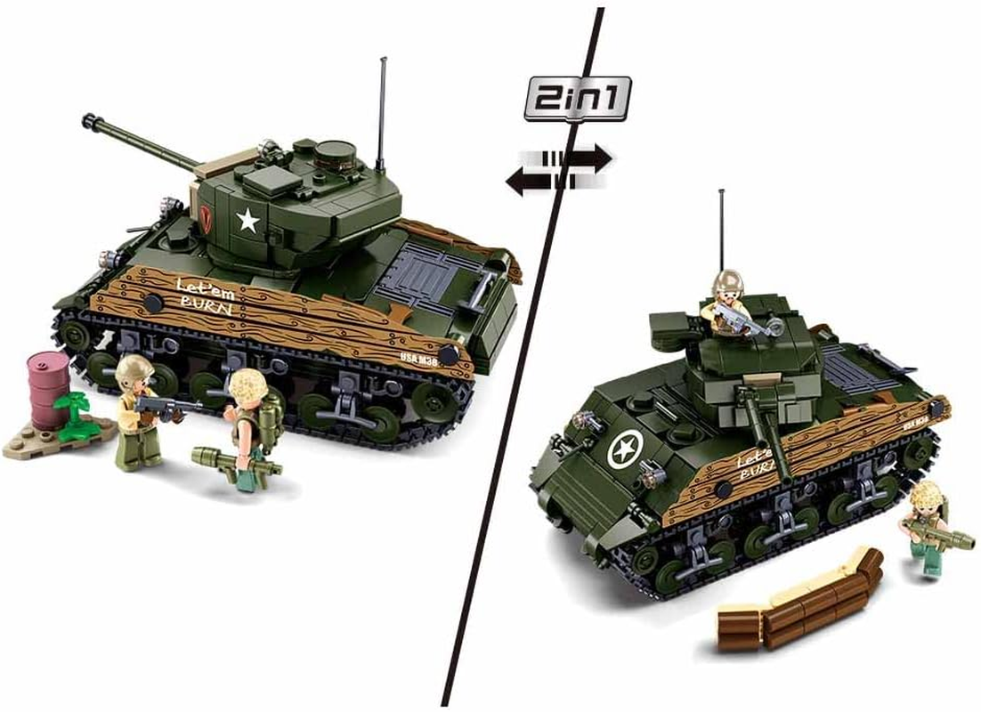 Sluban Klemmbausteine M38-B1110 WWII-M4A3 (76W) Medium Tank image number 3