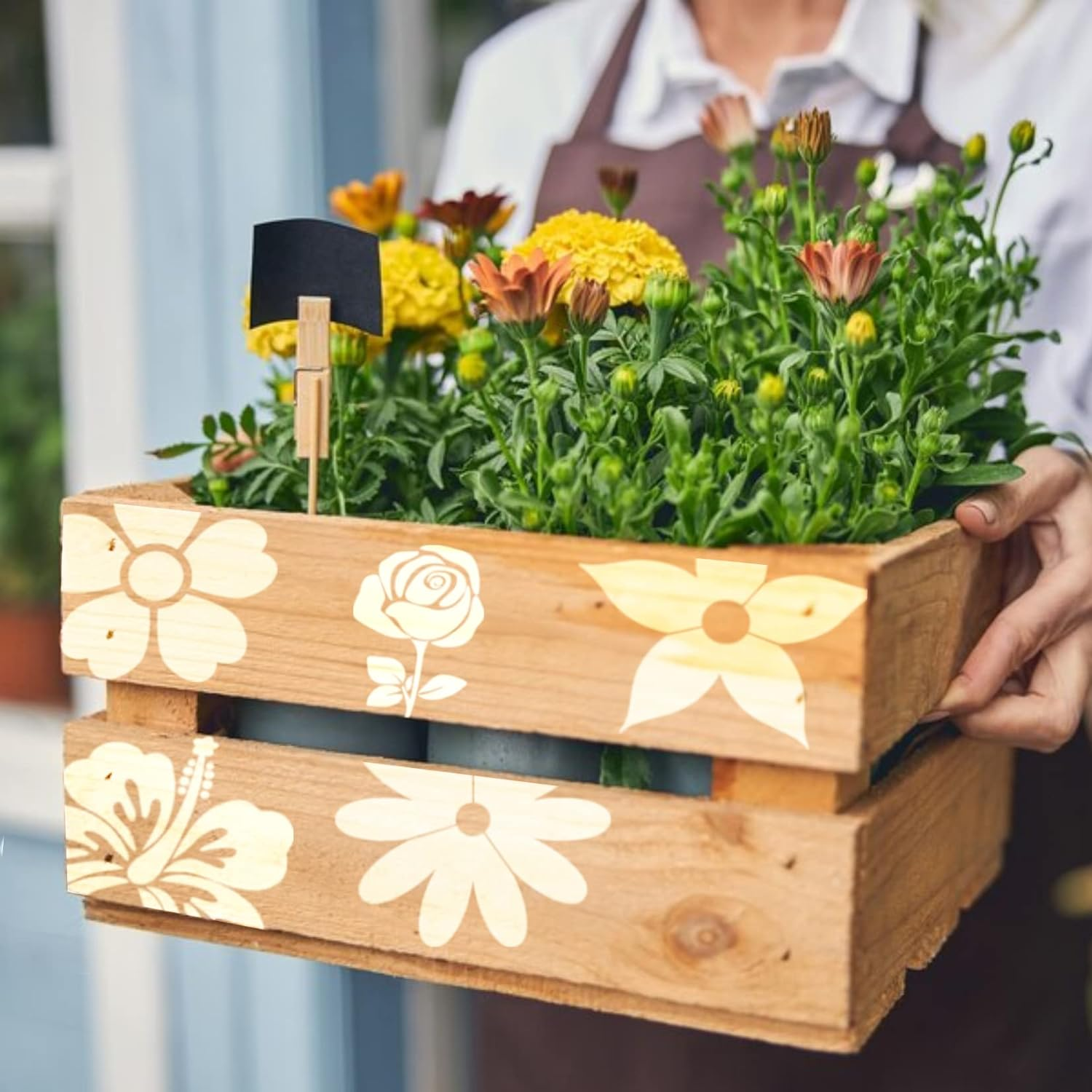 Flower Stencils for Painting on Wood Cute Leaf Floral Essential Paint Stencil for Walls Decorative Acrylic Painting, Art Rock Airbrush Layered Templates for Crafts Canvas Furniture Wooden (Flower) image number 3