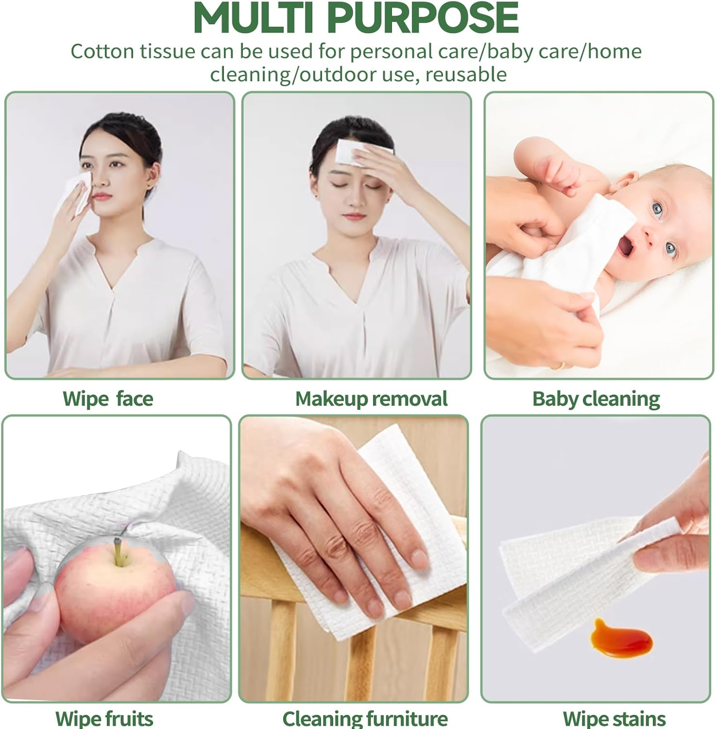 Disposable Face Towel, Large Dry Face Wipes Facial Towels, for Washing Super Soft & Thick Face Cloths Towelettes for Makeup Removing, Cleansing, Nursing, Travel, 10"&times;12" 50 Count (3 Pack) image number 4