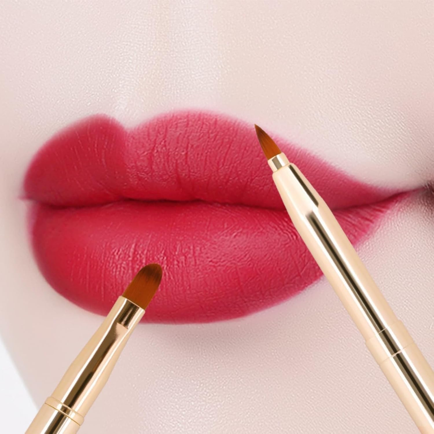 2 Pcs Retractable Double Ended Lip Brush with Cap for Lipstick Lip Gloss Liner Professional Travel Makeup Brush Applicator image number 2