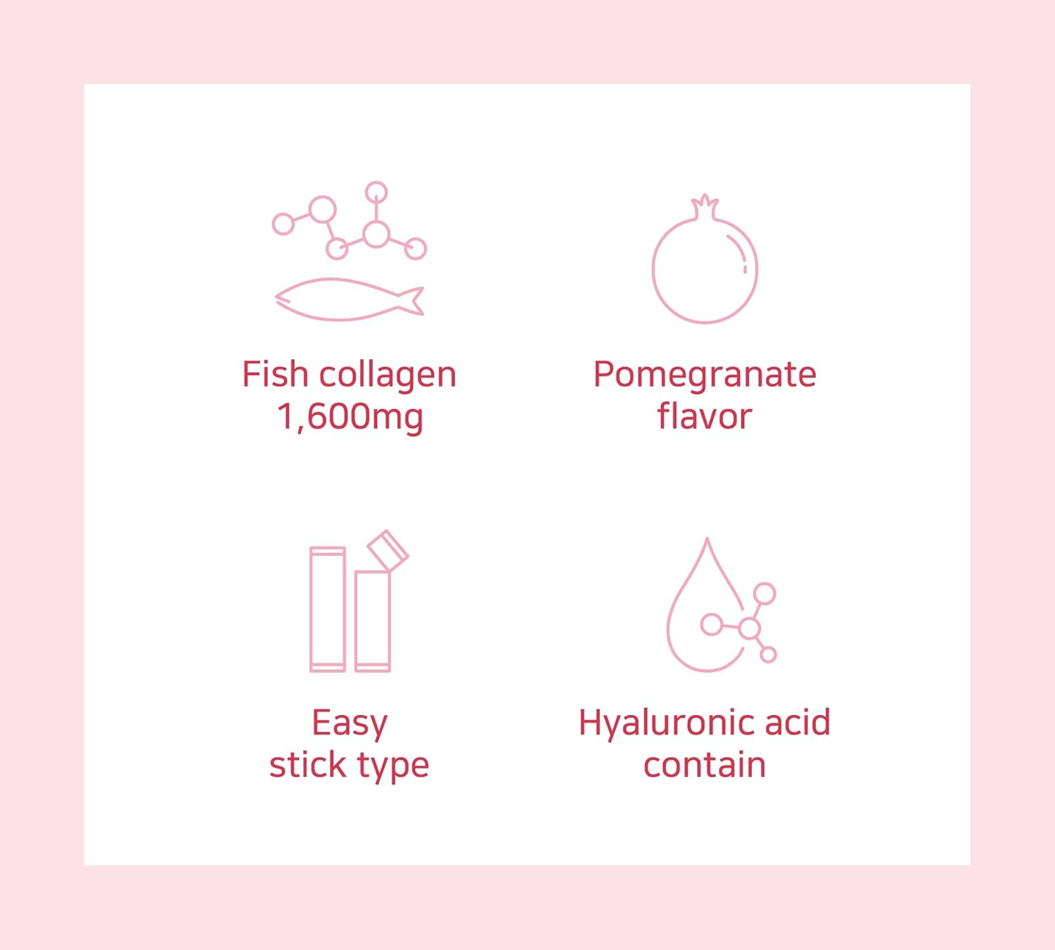 Pomegranate Collagen Jelly Stick 20G * 15 Stick 1,600Mg Low Molecular Fish Collagen Anti-Aging [DDAKJOA]