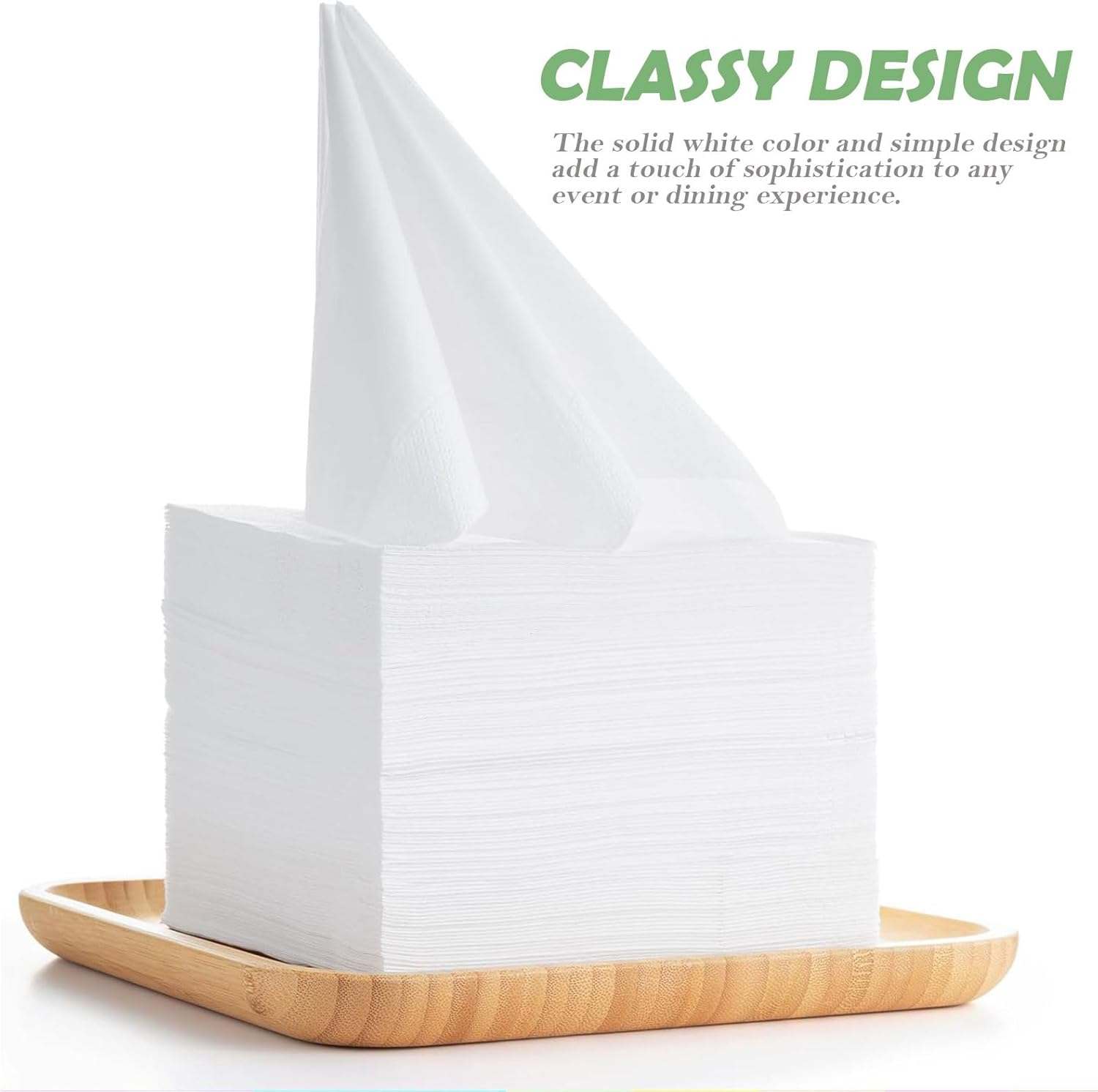 MBBUROYY Disposable Cocktail Napkins for Party,2-Ply Paper Napkins, Disposable Table Napkins,Pack of 100,Unfolded 25X25Cm,White image number 3