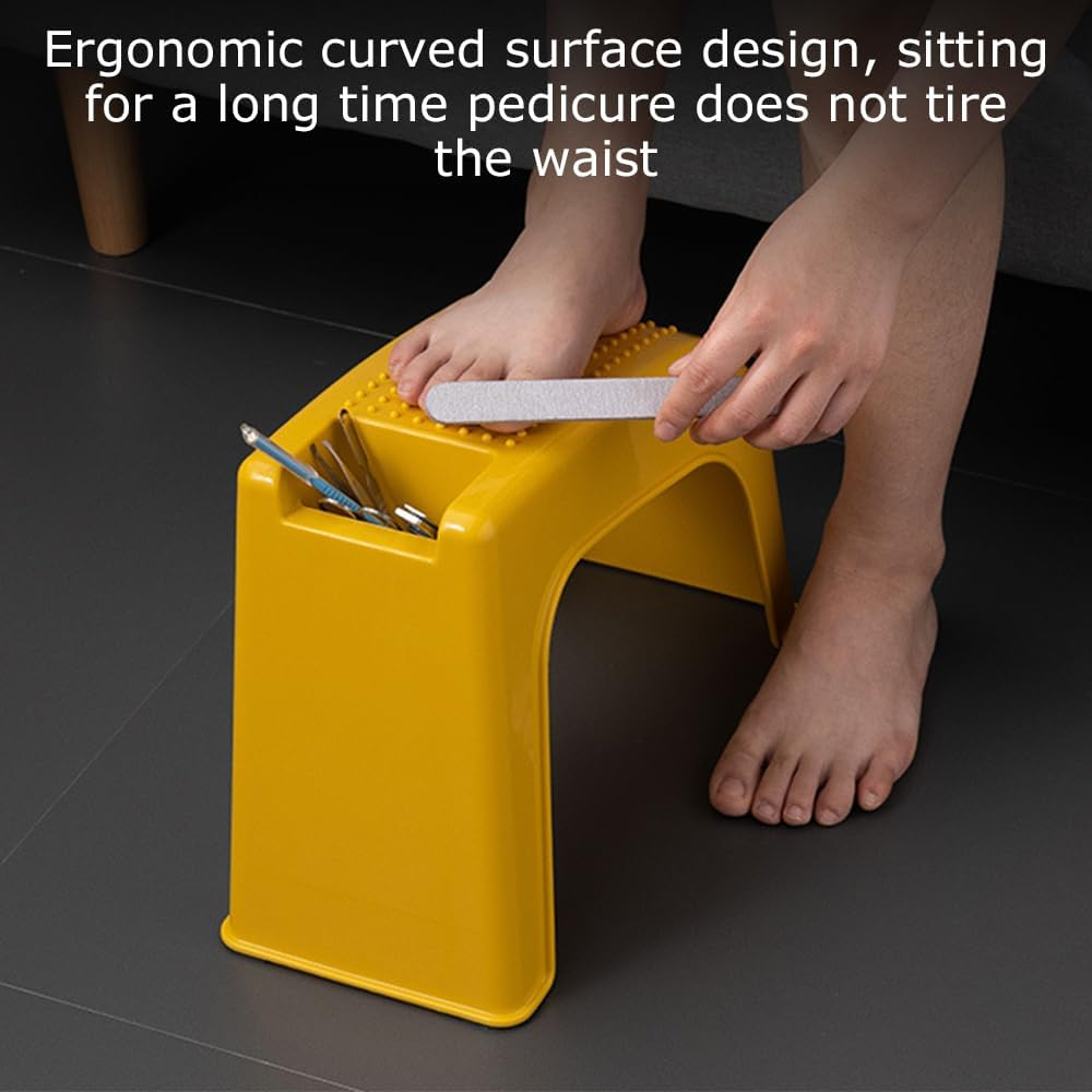 Shower Foot Rest,Pedicure Stool,Pedicure Foot Rest Stand,Household Stool,For Home,Bathroom,Dormitory,Apartment for Pedicure, Manicure, Nail Art, Nail Clipping (Yellow) - White image number 6