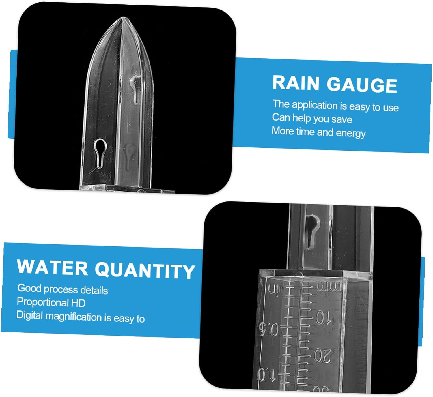 GALPADA Outdoor Plastic Rain Gauge with Graduated Scale Rainfall Measuring Container for Garden and Lawn Read Rainwater Collector Tool image number 4