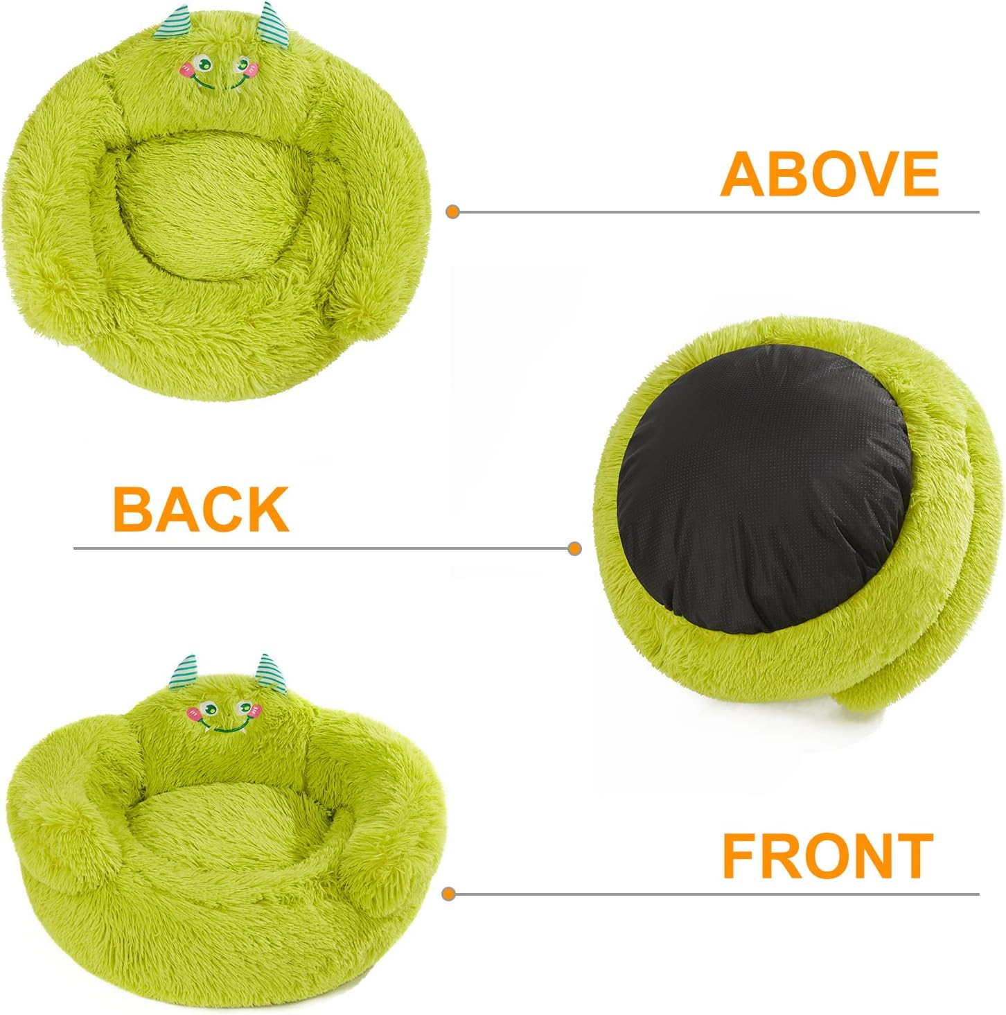 Jiupety Calming Donut Pet Bed, Plush Anti-Anxiety Dog & Cat Bed for Small Pets, Soft Indoor Cuddler Bed with Non-Slip Bottom, Medium (24"X24"X14"), Green image number 5
