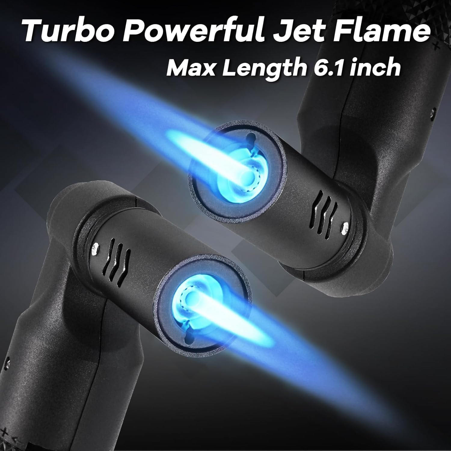 PIPITA 2 Pack Culinary Butane Torch Lighter, Big Jet Flame Refillable Portable Torch, Adjustable Flame for Candle Lighter/Camping/Baking/Home Welding BBQ (Without Butane) (Black+Red) image number 3