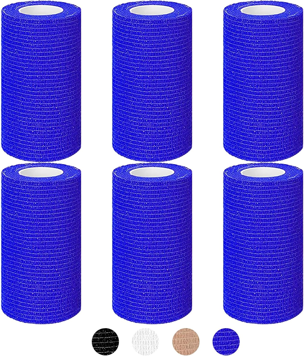 6 Rolls Cohesive Bandage, Self Adhesive Bandage Tape 10Cm X 4.5M Vet Wrap for Horses, Self Adherent Vet Wrap & Pet Wrap, Dog Bandages, Football Sock Wrap & Shin Guard Tape for Wrist & Ankle (Blue) image number 3