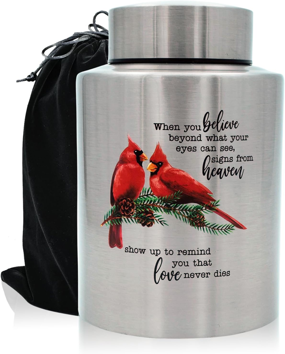 60 Lbs Small Cremation Urn for Adult Human Ashes, Decorative Memorial Mini Keepsake Urn for Male Female Men Women Child Couple Remains(Cardinal)