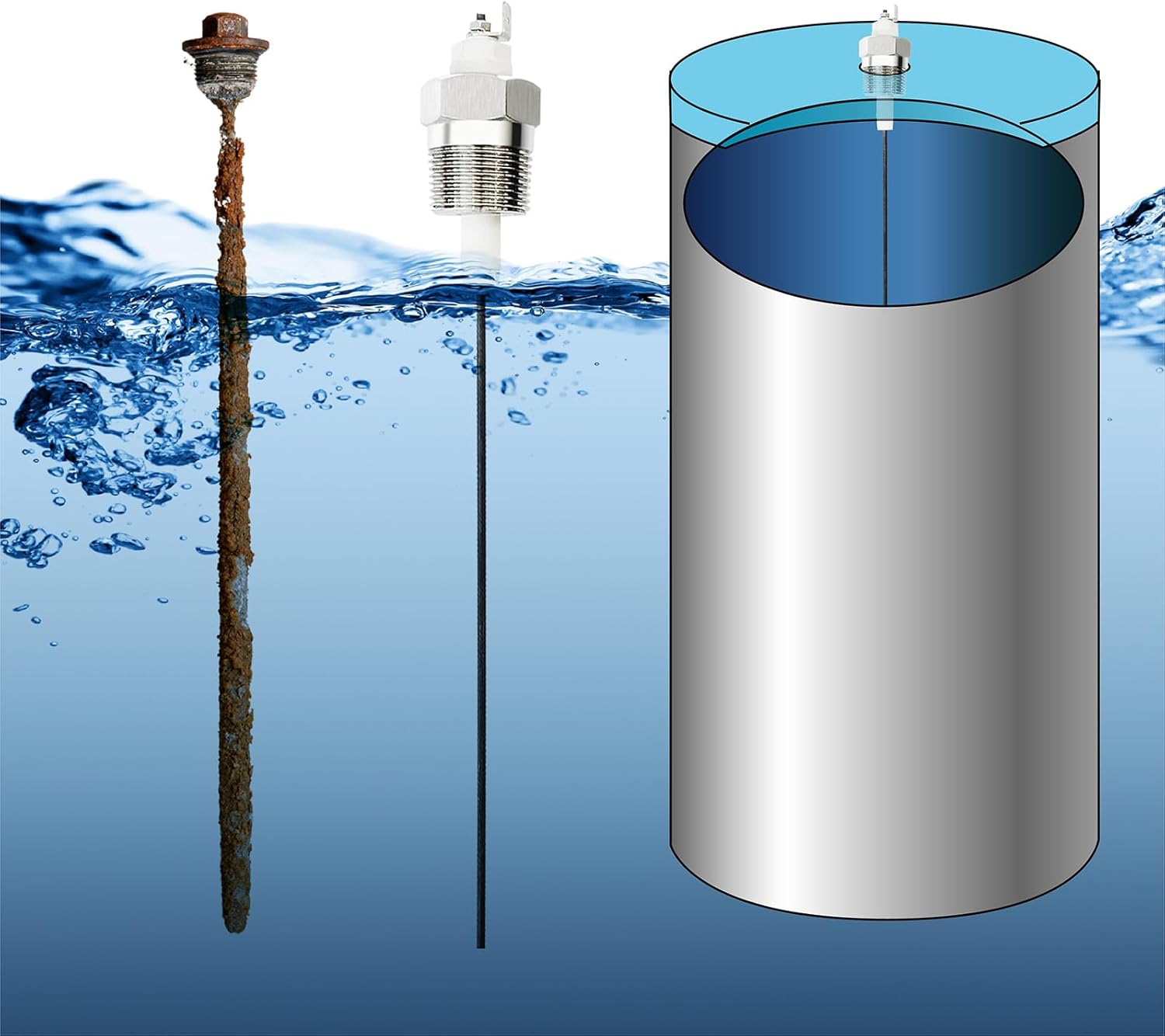 Powered Anode Rod for Water Heater Tank, Electrical Titanium Anode Rod, Eliminates Rotten Egg Smell (Type B) image number 1