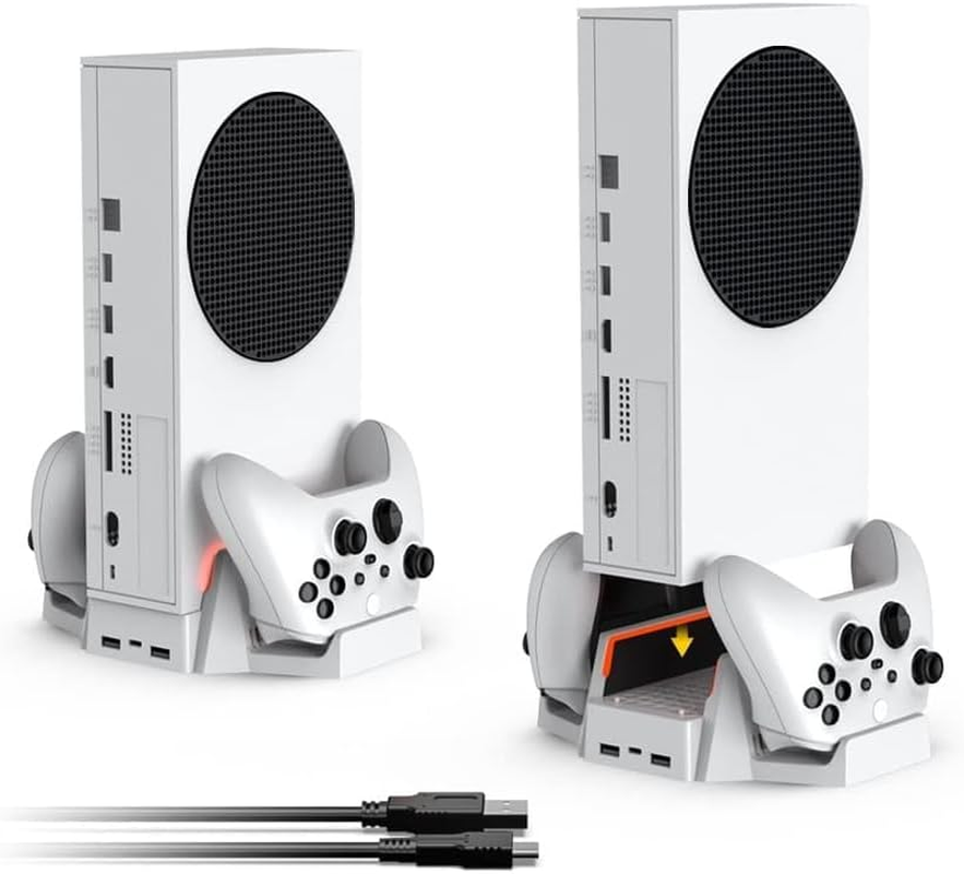Cooling Stand for Xbox Series S with Dual Cooling Fan 3 Level Speed, Dual Controller Charger with LED Indicator USB Port -2X800Mah Rechargeable Battery Pack for Xsx|S/One S/One X/One Controller