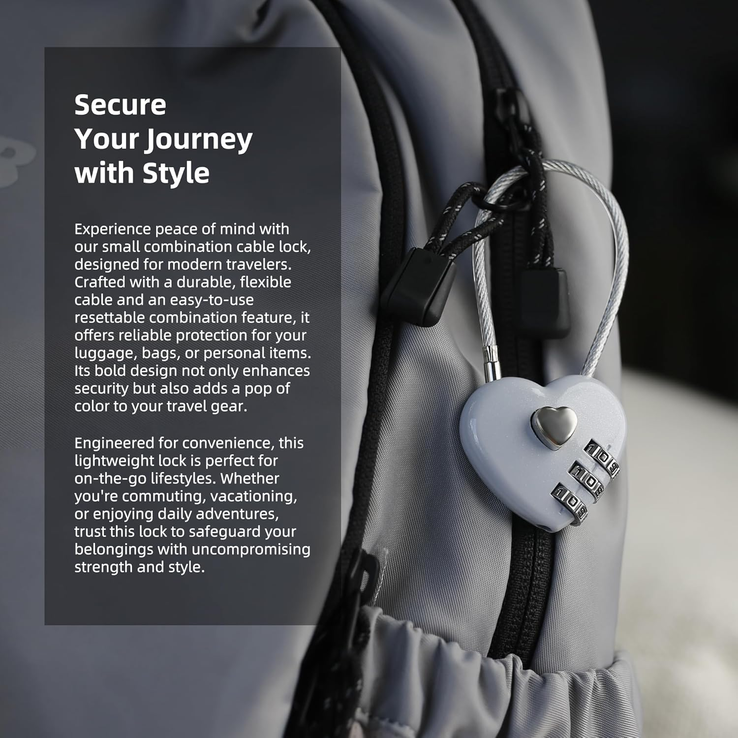 UP Security Combination Padlock, Small Cable Lock with Code, Candados Para Locker, Combo Cable Lock for Luggage, Suitcase, Gym Locker, Backpack Zipper, Cabinet, Mailbox, Outdoor Use, Travel Safe Bag - Black+Black image number 7