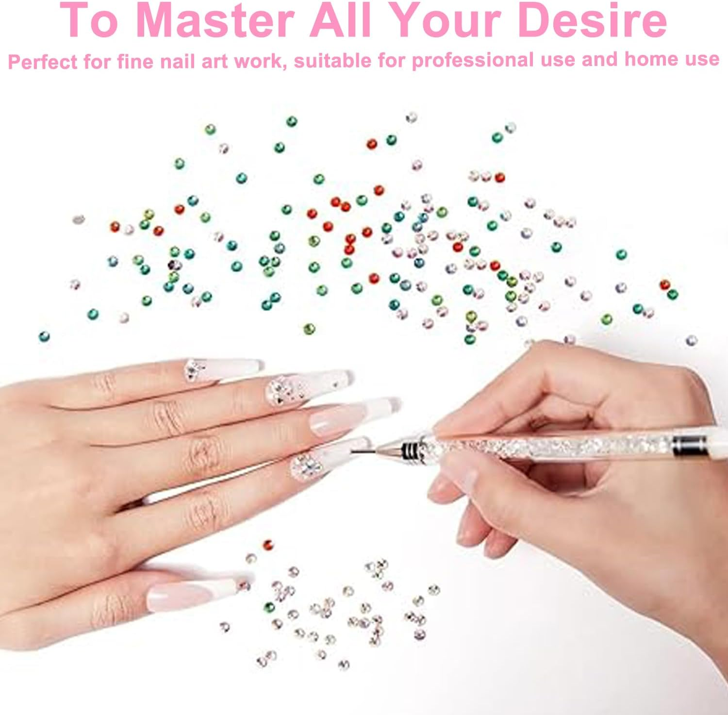 WEZCHUGHAOL Rhinestone Picker Tool Set, Acrylic Handle, Dual Head Applicator, Wax Tips, for Nail Art ﻿ image number 5