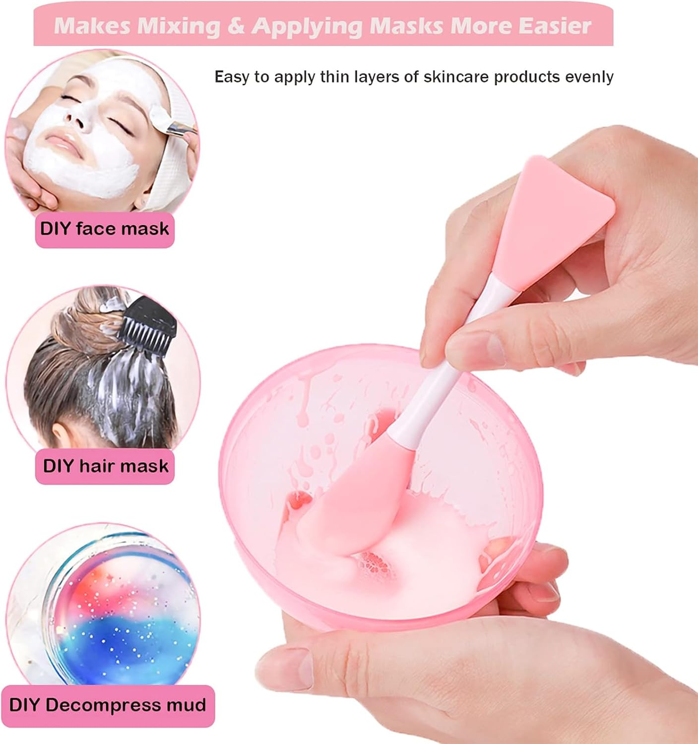 Silicone Face Mask Brush, Facial Mud Mask Applicator Brush Flexible for Applying Facial Mask,Sleeping Mask,Clay Mask,Body Lotion Mask Beauty Tools Makeup Brushes Applicator