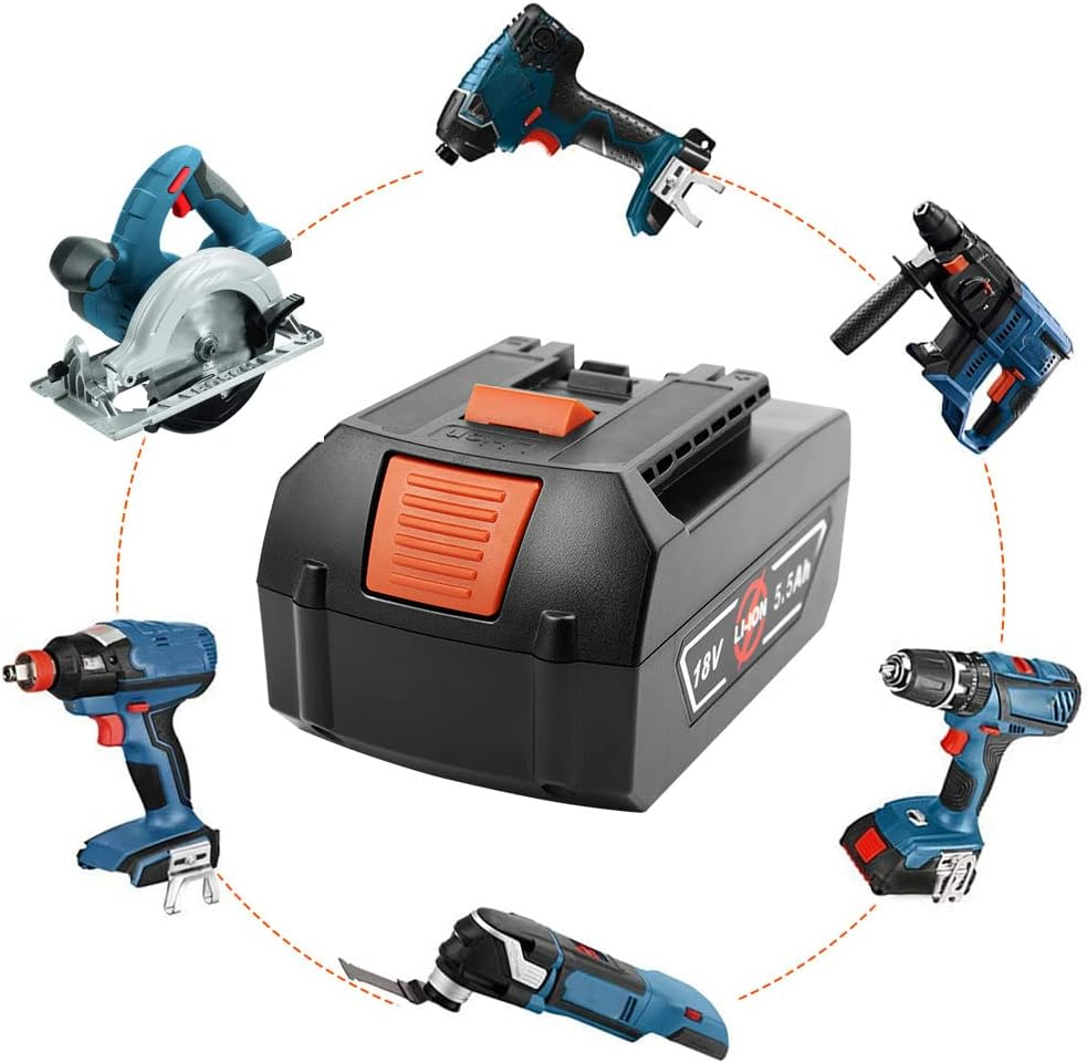 Aryee 18V 5.5Ah Li-Ion Battery Replacement Battery for Bosch BAT609 BAT609G BAT610G BAT611 BAT612 BAT618 BAT618G Cordless Power Tools, Not Compatible with the Green Series image number 1