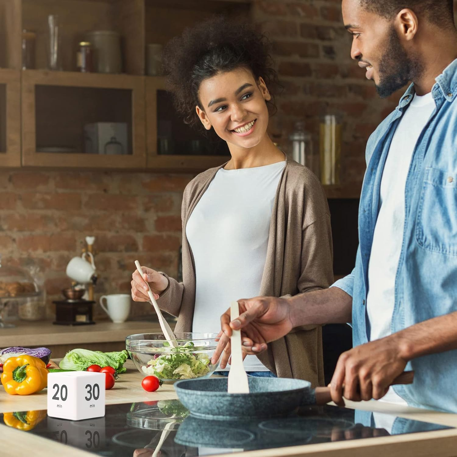 Cube Timer, Time Management and Countdown Settings with Gravity Sensor Flip Timer for Studying, Cooking, Reading, Exercise (15-20-30-60 Minutes) White image number 3