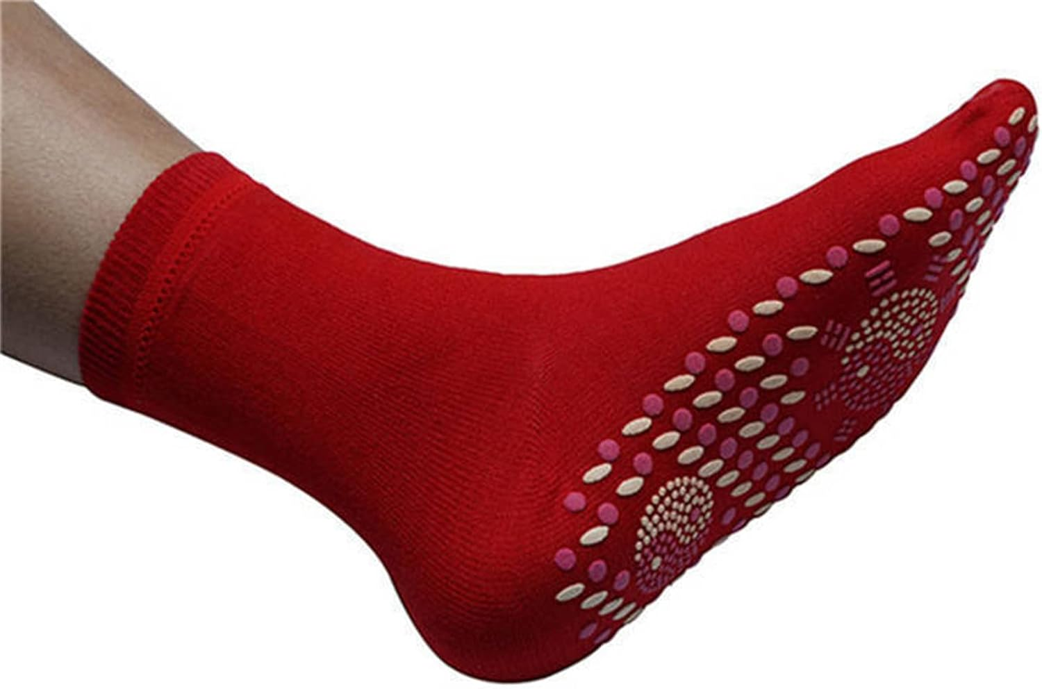 Self-Heating Socks for Men Women, Tourmaline Socks, Anti-Freezing Winter Warm Foot Socks, Tourmaline Massage Socks Breathable Comfortable for Outdoor Hiking Skiing Camping Fishing|2 Paris,Red,1Pairs image number 3