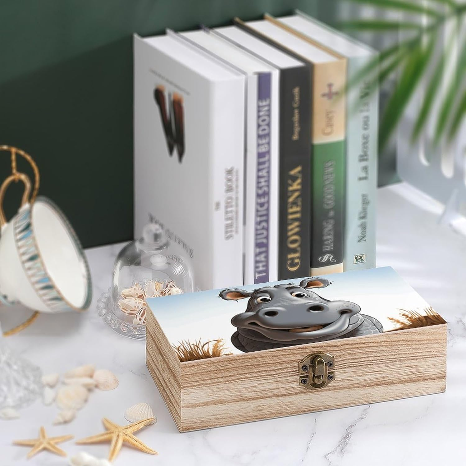 Cartoon Hippo Wooden Box Wood Wedding Keepsake Boxes with Lids Small Decorative Boxes Lightweight Wooden Memory Storage Box for Crafts Keepsakes Jewelry Photo Letter Storage image number 6
