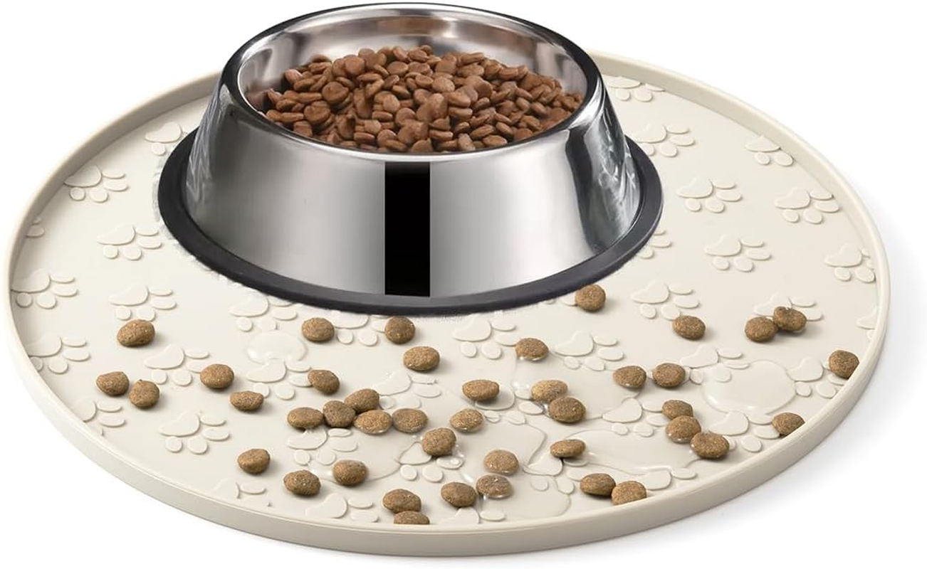 Silicone Pet Feeding Mat, Non-Slip Dog Bowl Mat, Cat Food Mat, Waterproof Tray (1Pack Black, 28X28 CM)