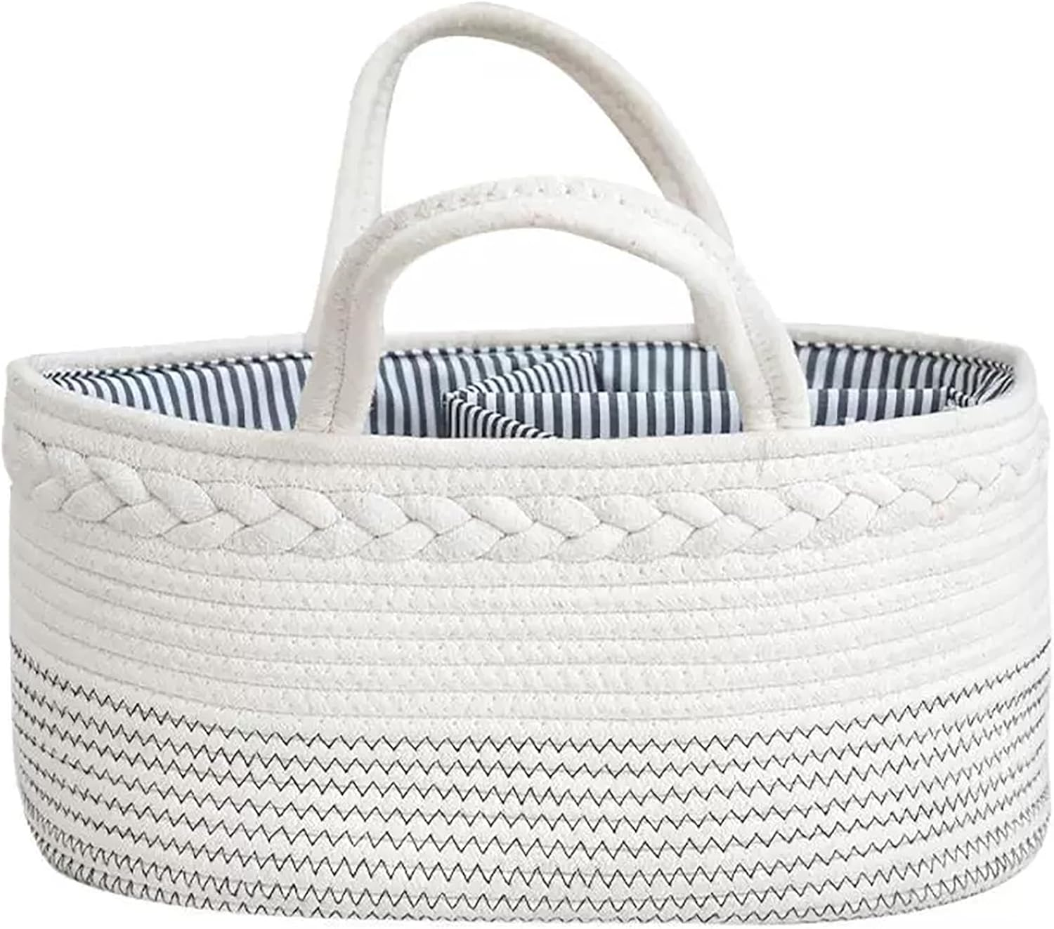 LISNSMY Baby Nappy Caddy Diaper Caddy Organizer, Baby Storage Basket for Diapers and Wipes, with Removable Inserts, Bohemian Portable Nursery Diaper Organize, 38 &times; 25 &times; 17 CM (Khaki)