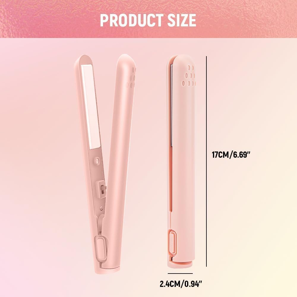Mini Dual Purpose Curling Iron, 2025 Upgrade Mini Curling Wand and Flat Iron Mini Curling Iron Hair Straightener Curling Iron, Portable Travel Curling Wand for Short and All Hair Types (Pink) - Green image number 7