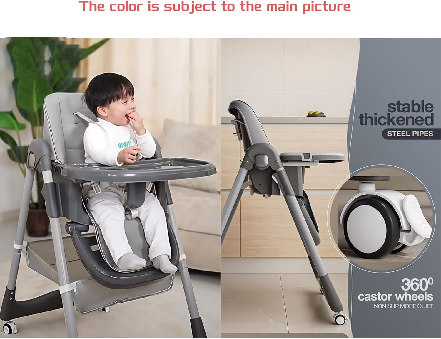 4 in 1 Baby High Chair for Dining & Feeding &ndash; Adjustable Toddler Highchair with 4 Wheels, Foldable & Portable Design, Bpa-Free Tray, Safe 5-Point Harness, Suitable for 6 Months to 6 Years image number 3