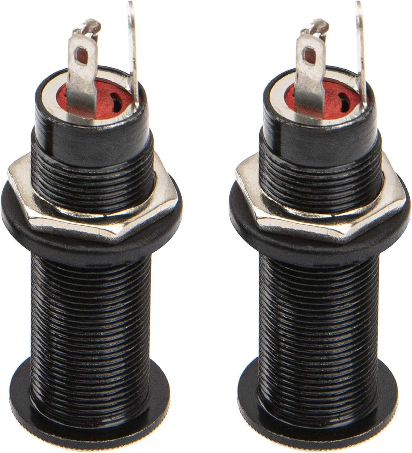 Coehaopikejack, Output Jack Input Plug Sockets Electric Guitar Bass, with 3 Pins 1/4 Inch Barrel Jack Input/Output Mono Guitar Parts & Accessories, Silver (Black)